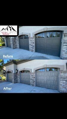 Long-grooved panel doors in driftwood