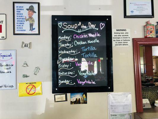 Soup of the day Menu