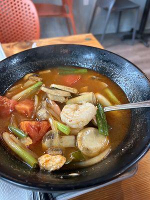 tom yum soup with shrimp. very good and very fragrant. perfect for cold rainy day... which is a lot in portland