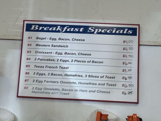 Breakfast specials menu you cannot beat this