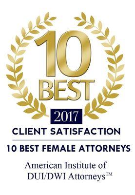 Nominated and selected as a top 10 female DWI attorney in NYC for 2017!