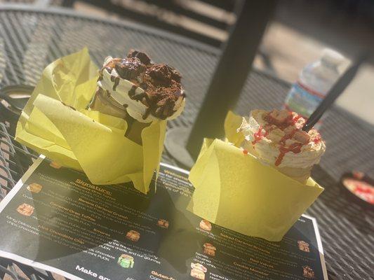 Salted Caramel Brownie and Strawberry Cheesecake made to perfection !!