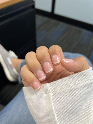 French dip powder manicure. No tips, these are my natural nails.