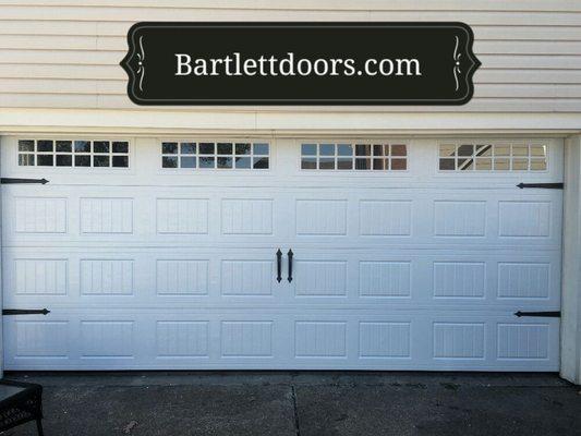 Oak summit beadboard carriage style in white with stockton windows.