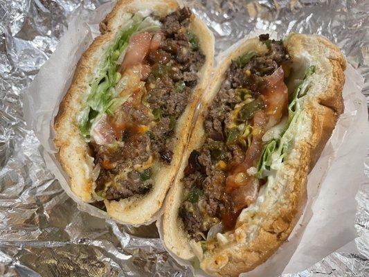 Chopped cheese on a roll