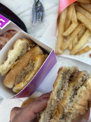 Double cheeseburger and fries