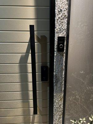 **BEFORE**
 Notice the door handle is slanted and incorrectly aligned. Mickey Mouse job by the door installers from previous company.