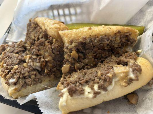 Beef Cheesesteak with mushrooms. No veggies