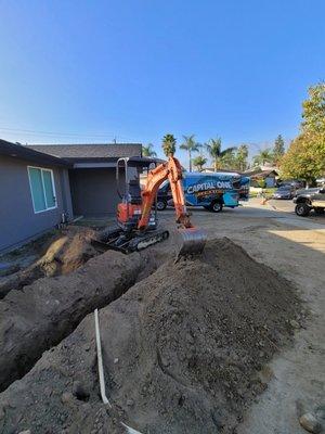 New sewer line installation