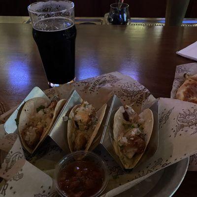 Fish Tacos and a brew.