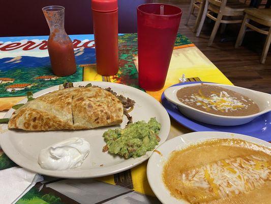 Texas quesadilla and cheese enchilada