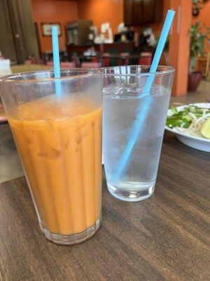 Thai tea and water