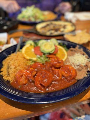 Shrimp ala Diabla -look at this delicious, mouth watering plate! Makes you want to dig-right in!! SO good!