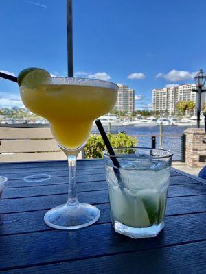 Mango margarita and caipirinha