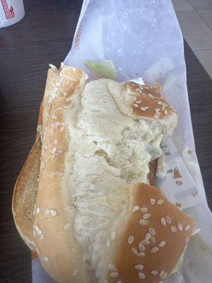 This is how my bread on my sandwich came!