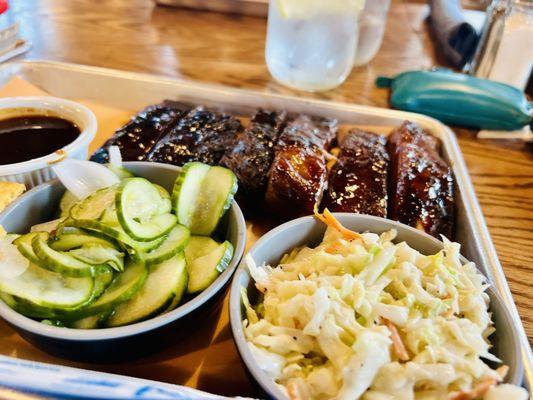 Ribs, coleslaw and pickles