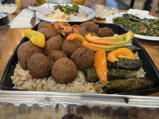 falafel & kibbie
 lamb grape leaves