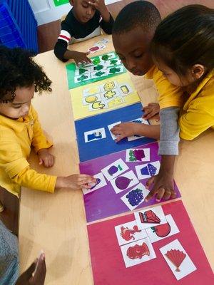 Matching and Sorting Colors with Pre-K 3 class!