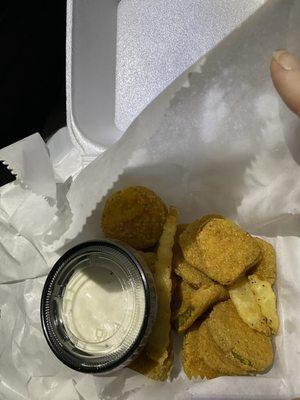 Fried pickles with ranch