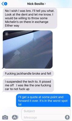 Manager admits they damaged vehiccle