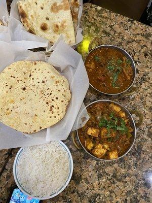 Kadai paneer, tawa roti