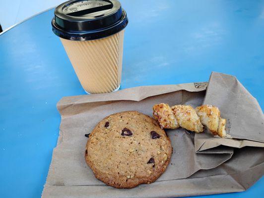 Chocolate chip cookie, coffee, walnut rugelach