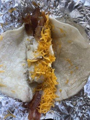 Bacon, potatoe, and cheese taco.