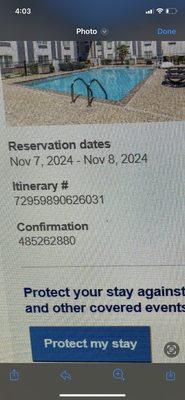 My reservation that I never got to stay at cause the GM when on a power trip lol. What a miserable person