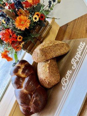 Challah and Parm Peppercorn Bread