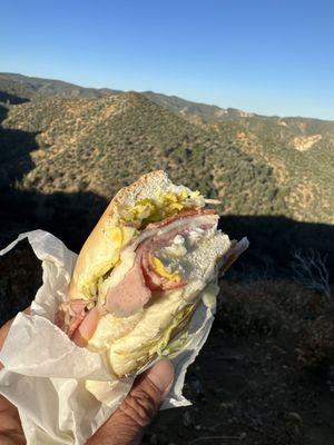 Charlie's sub on top of a mountain!