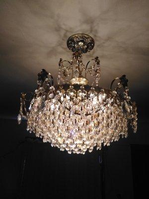 Another restored Schonbek Chandelier I found at a flea market. Crystal Place had everything I needed. 1 stop shop!