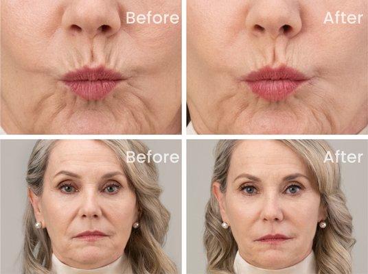 RHA filler on lip and smile lines!