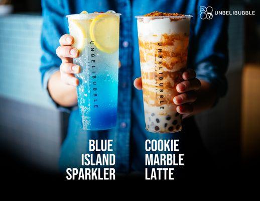 Blue Island Sparkler and Cookie Marble Latte