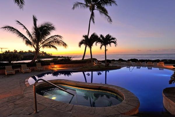 Sunset pool side.