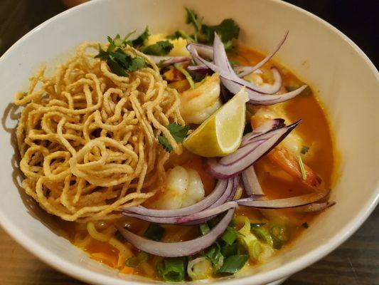 Khao soi with shrimp, my husband's perennial favorite.