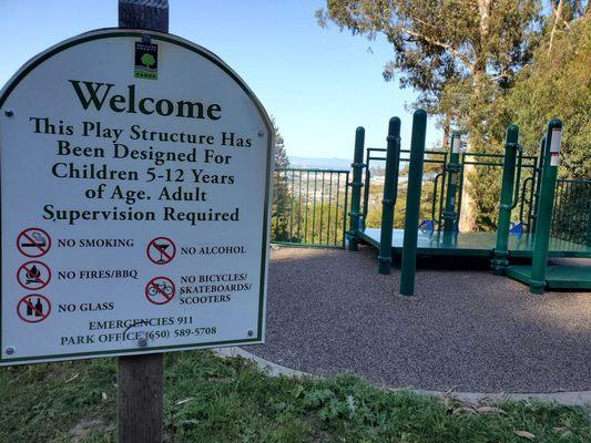 Sign at the top of the big slides