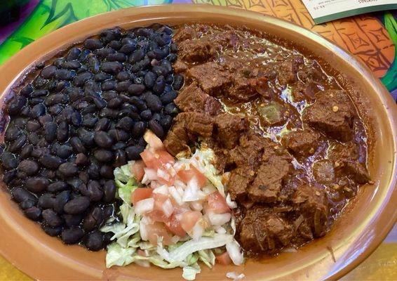 Chili Colorado with extra black beans