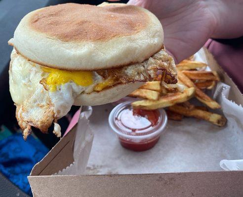 Fried Egg Sandwich, French Fries