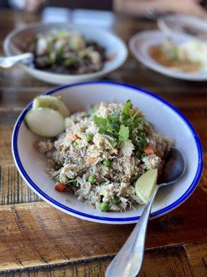 Crab fried rice with real crab meat, my daughter's favorite!