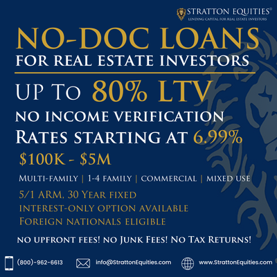 No-Doc Loans Rates Starting at 6.99%. Up to 80% LTV APPLY NOW!