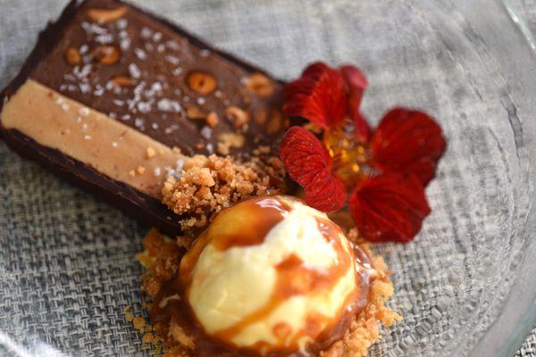 We shared the chocolate terrine with vanilla ice cream and salted caramel. My husband's comment: "This is the perfect dessert to share.