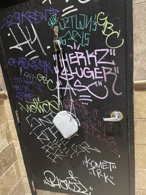 Graffiti all over the door