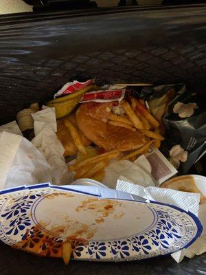 Beacon Cheeseburger in trash