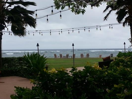 Zoomed in view from our outdoor table at the Makai, Marriott Courtyard, Kauai