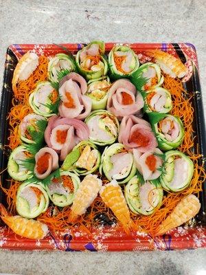 Tellowtail sashimi and yellowtail cucumber rolls