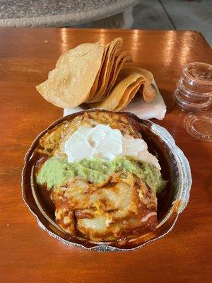 Shredded beef wet burrito & fresh chips!!