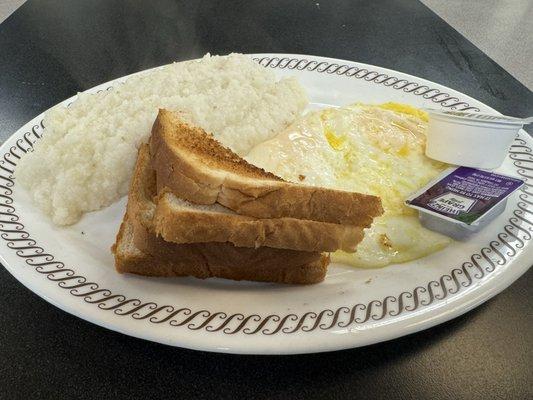 Eggs over easy and grits