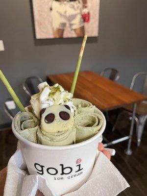 Matcha Green tea with mint Andes ice cream!