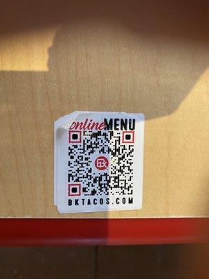 QR Code for menu