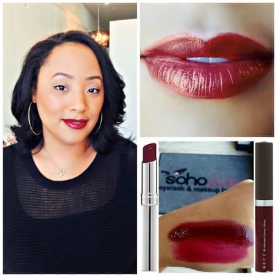 At SOHO Lashes we LOVE our products! Here is lash tech and makeup artist Denise wearing a lip combination from Becca Cosmetics!